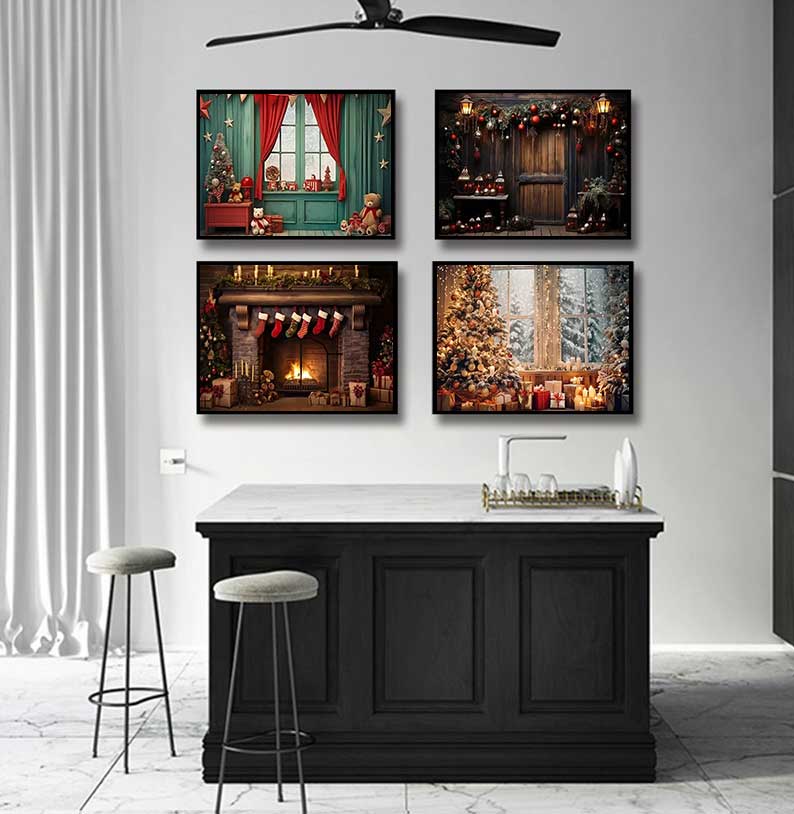 1pc frameless Large Christmas  - Family Tree Print 评论和价格