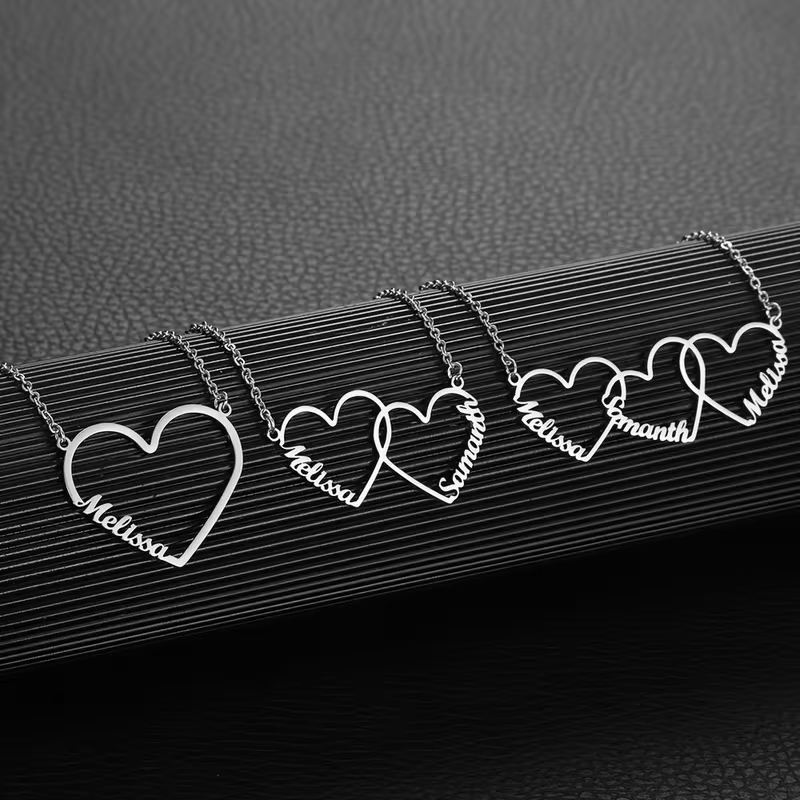 Custom Interlocking Heart Name - Name Necklace Custom 评论和价格