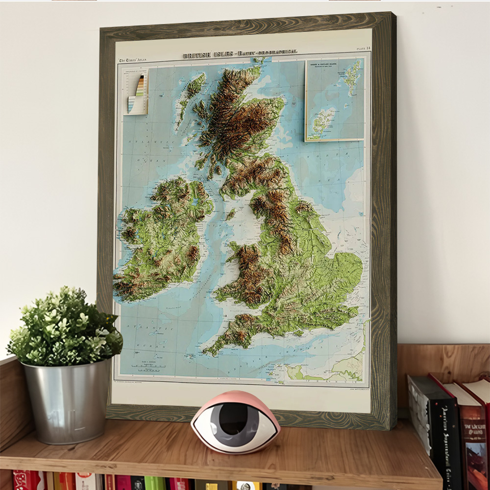 3D Relief Map of 1922 British  - Custom Map Poster 评论和价格