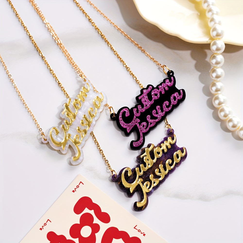 Personalized double-layer acry - Name Necklace Custom 评论和价格