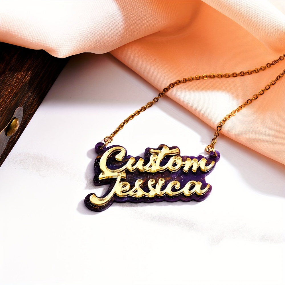 Personalized double-layer acry - Name Necklace Custom 评论和价格