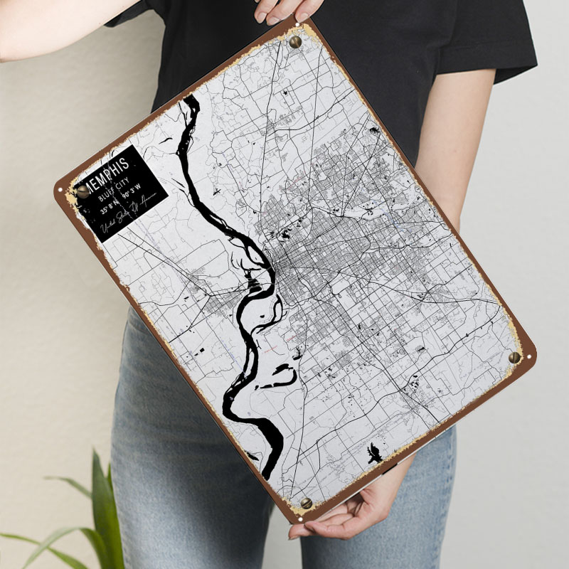 Memphis TN USA Tinplate Signs  - Custom Map Poster 评论和价格