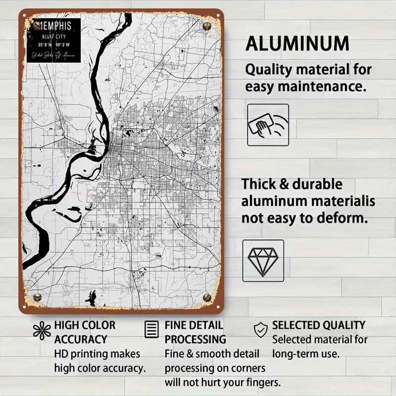 Memphis TN USA Tinplate Signs  - Custom Map Poster 评论和价格