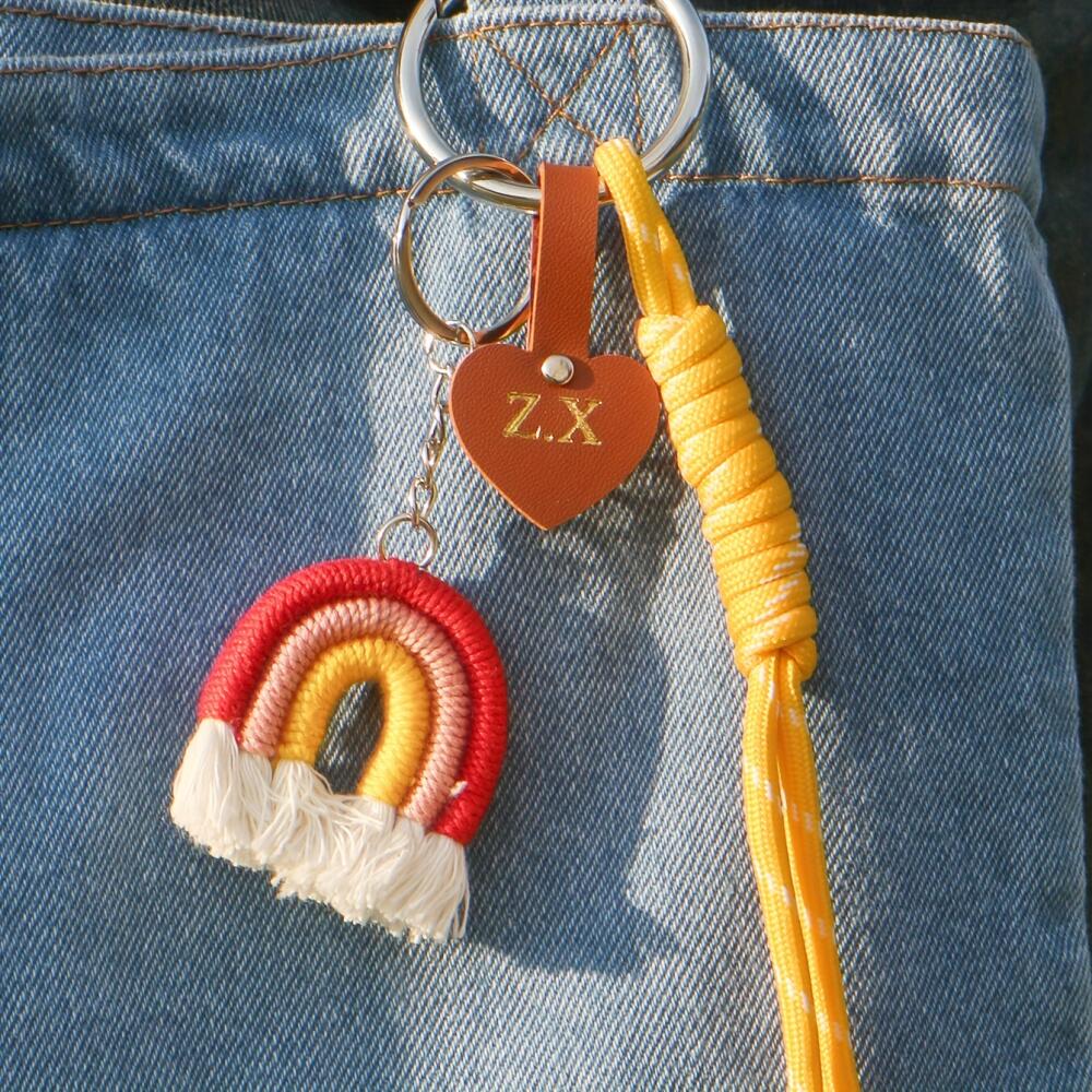 Custom Initial Heart Leather T - Monogram Keychain Leather 评论和价格