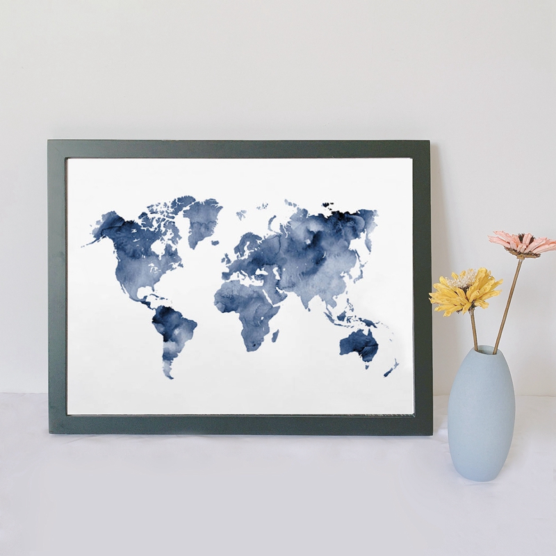 Blue World Map Print Navy Map  - Custom Star Map 评论和价格