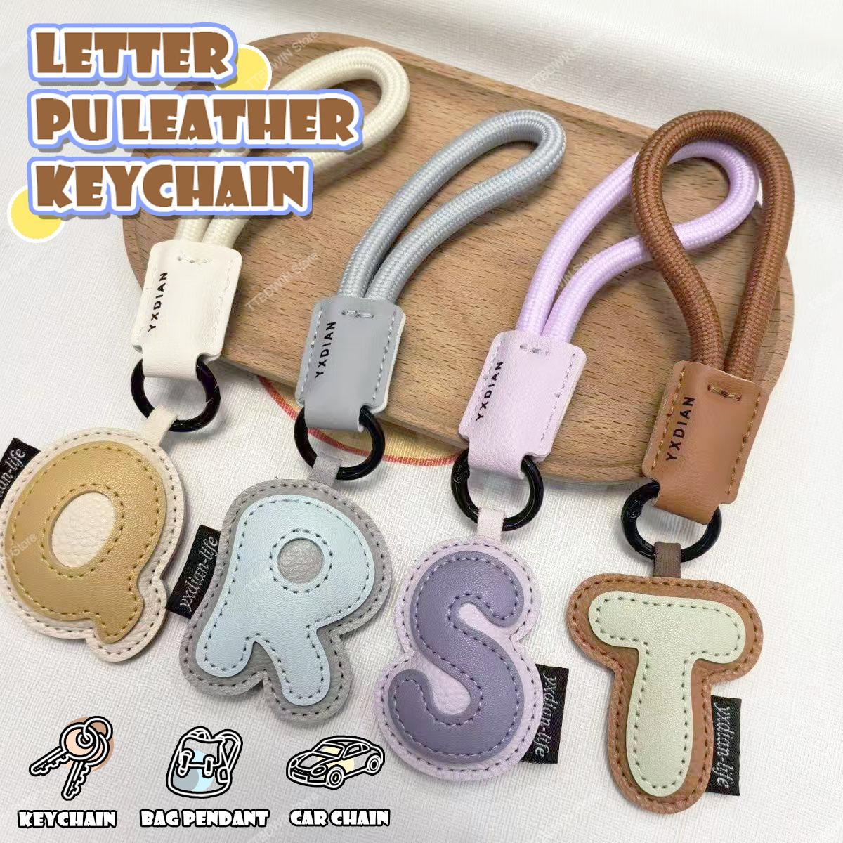 26 Alphabet PU Leather Keychai - Monogram Keychain Leather 评论和价格