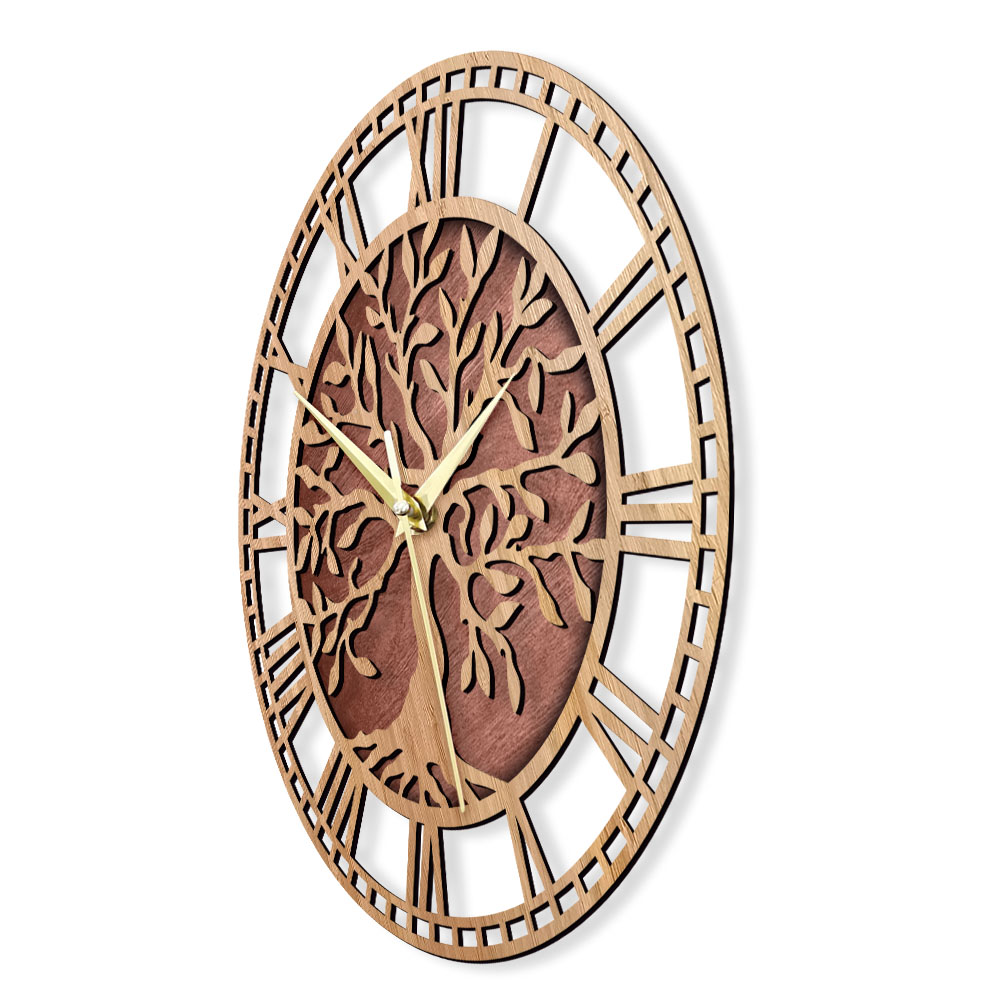 Tree of Life Wooden Wall Clock - Family Tree Print 评论和价格