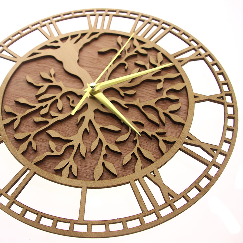 Tree of Life Wooden Wall Clock - Family Tree Print 评论和价格