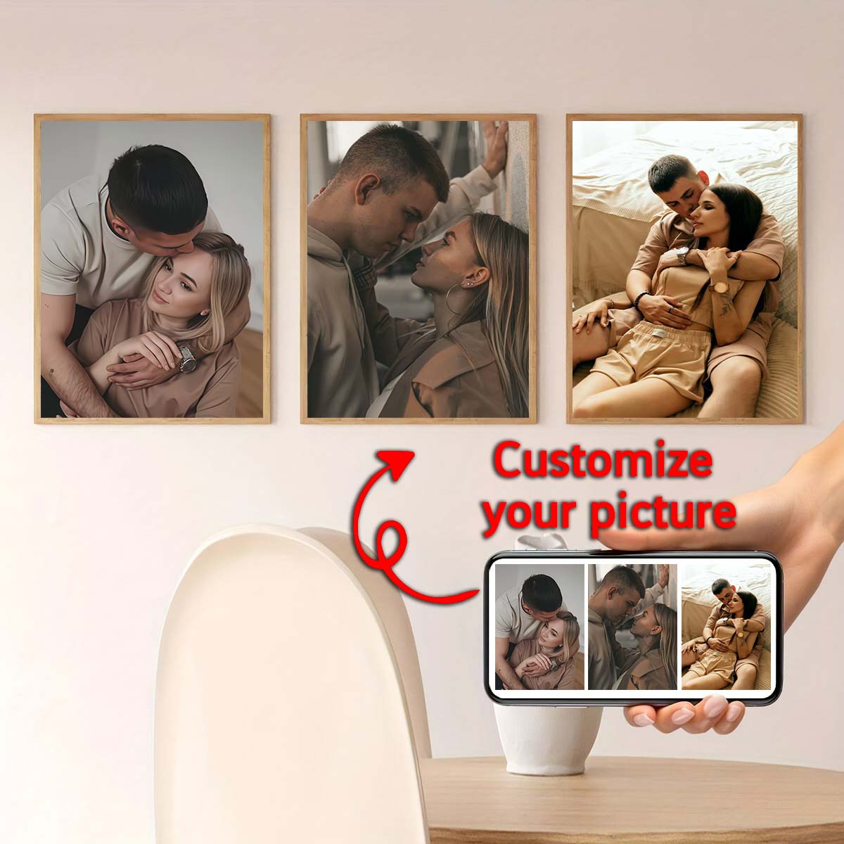 Triptych - 2D custom photo woo - Engraved Wood Frame 评论和价格