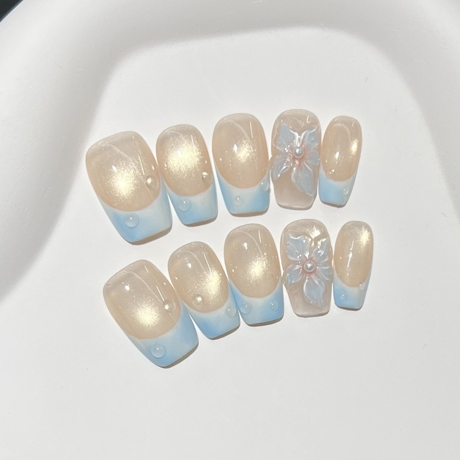 10pcs French Blue Glossy Flora - Pressed Flower Art 评论和价格
