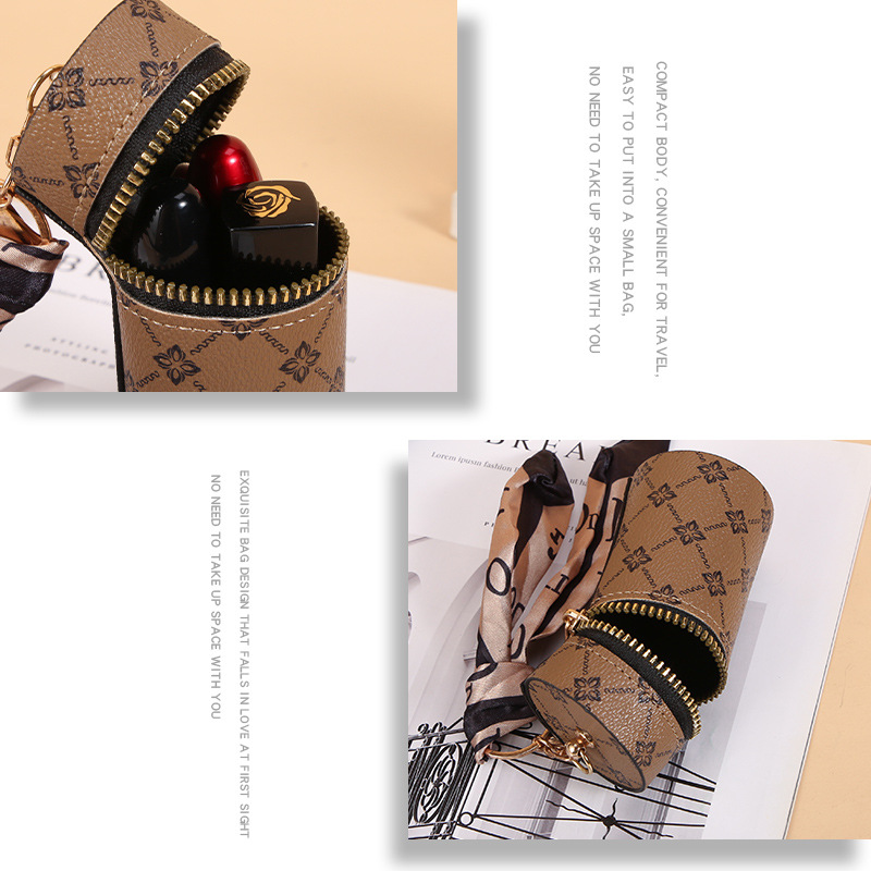 Scarf Pattern Lipstick Keychai - Monogram Keychain Leather 评论和价格