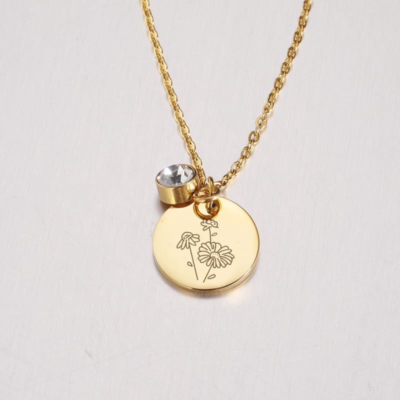Crystal Birthstone Necklace fo - Birth Flower Necklace 评论和价格