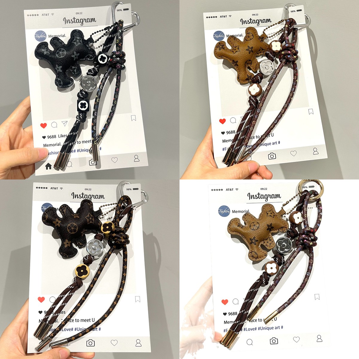Mini Bear Pendant Charm for Ba - Monogram Keychain Leather 评论和价格