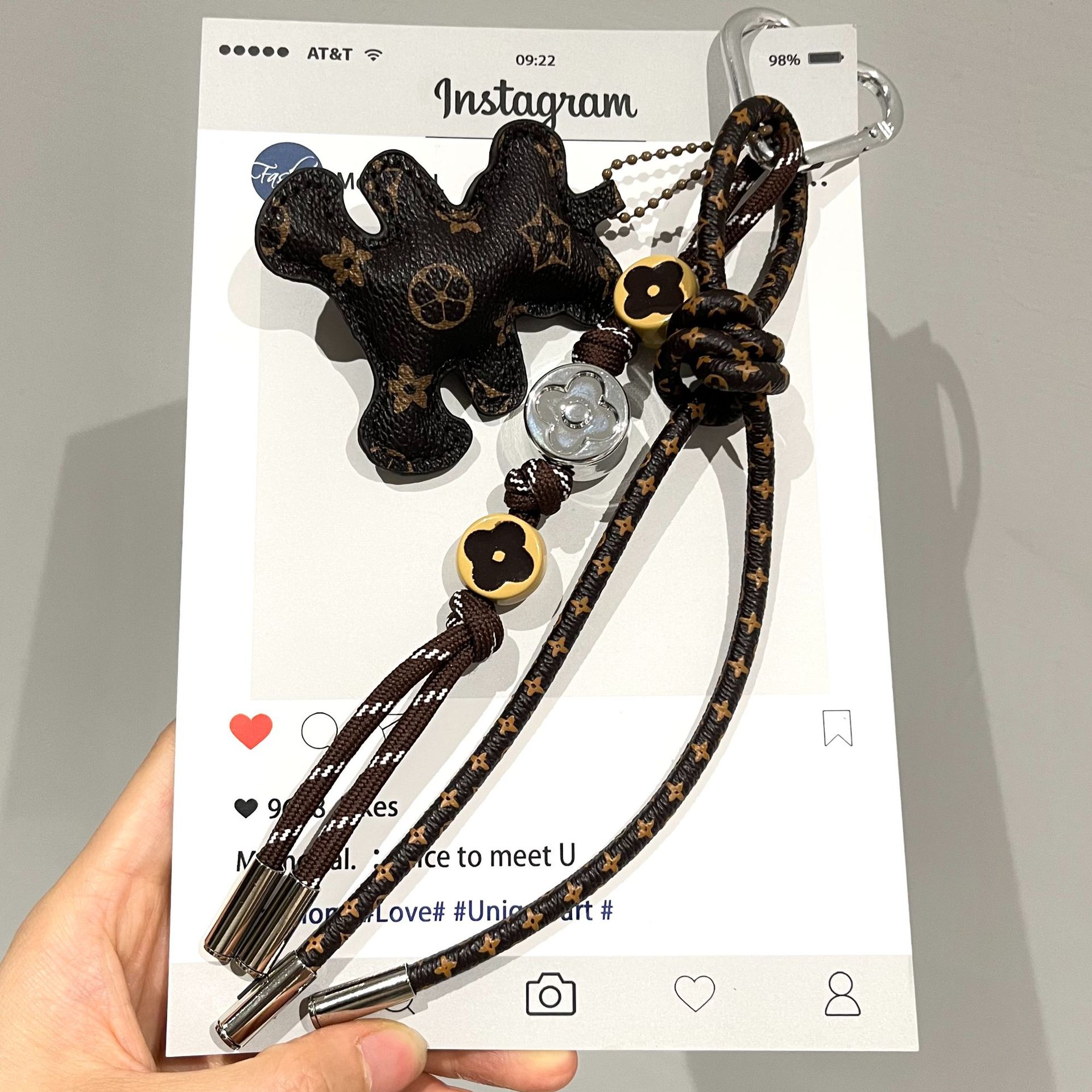 Mini Bear Pendant Charm for Ba - Monogram Keychain Leather 评论和价格