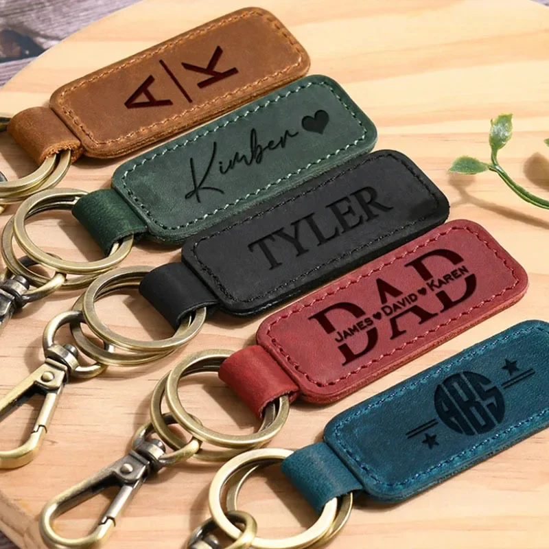 Laser Custom Logo Leather Keyc - Initial Ring Custom 评论和价格
