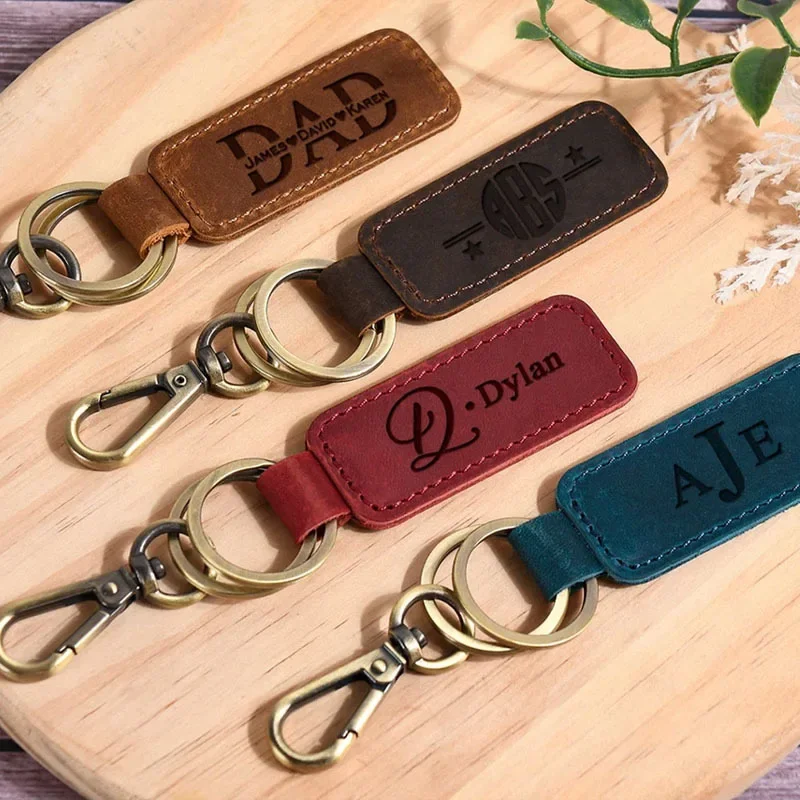 Laser Custom Logo Leather Keyc - Initial Ring Custom 评论和价格