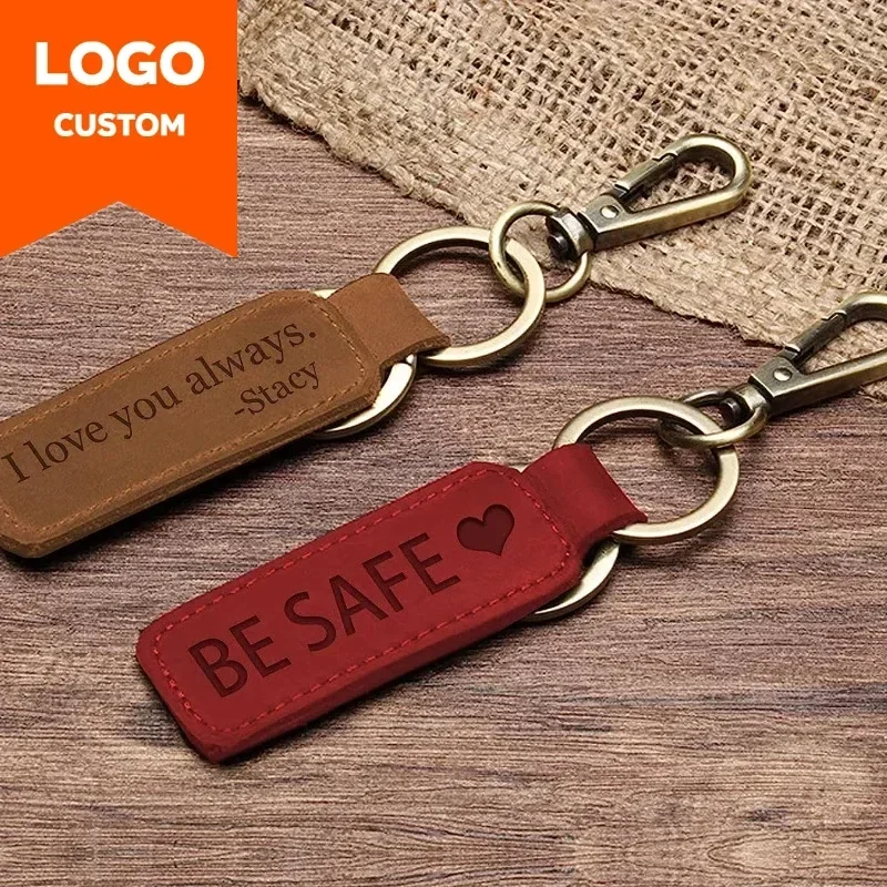 Laser Custom Logo Leather Keyc - Initial Ring Custom 评论和价格