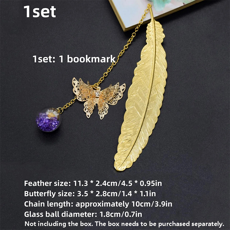 1pc Chinese Style Metal Feathe - Dried Flower Bookmark 评论和价格
