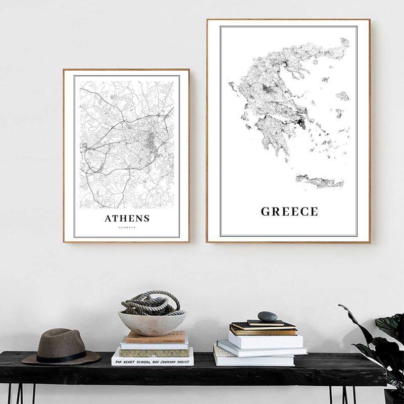 Greece Road Map Poster Black a - Custom Star Map 评论和价格