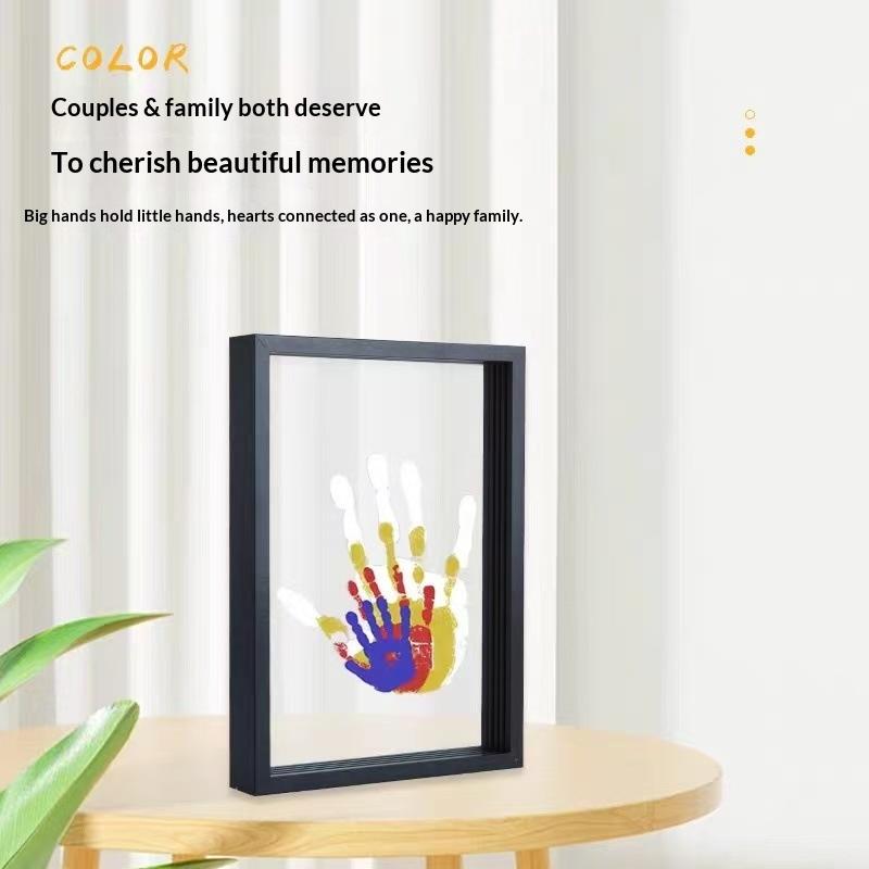 New-1Set Family Handprint Phot - Engraved Wood Frame 评论和价格