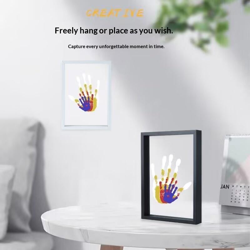 New-1Set Family Handprint Phot - Engraved Wood Frame 评论和价格