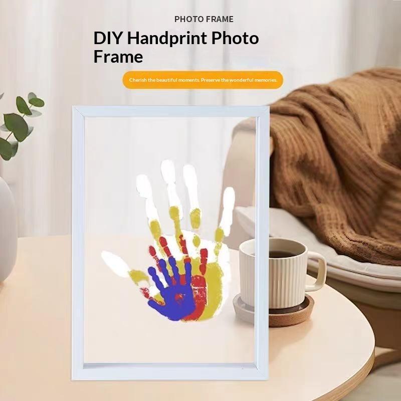 New-1Set Family Handprint Phot - Engraved Wood Frame 评论和价格