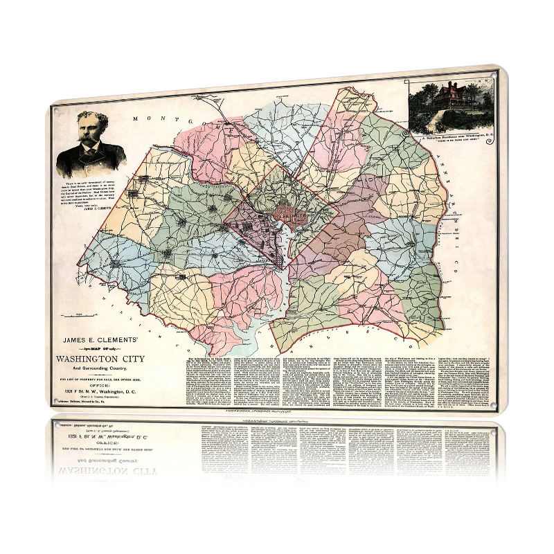 Map of Washington City Printed - Custom Map Poster 评论和价格