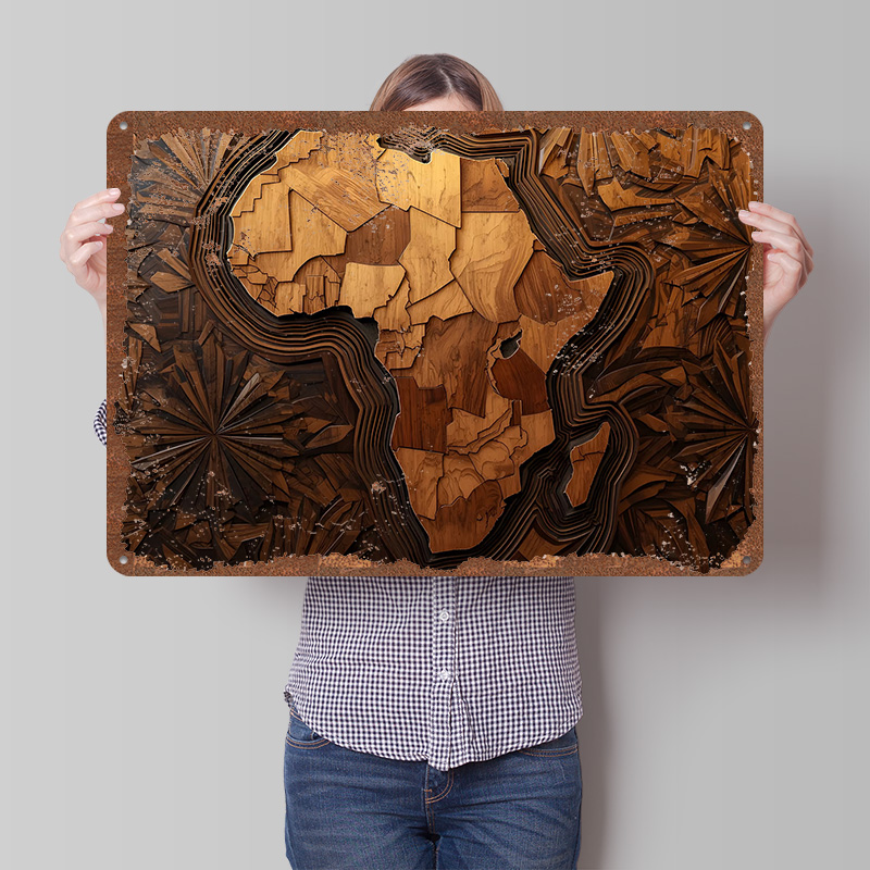 Africa Map Wood Carving Art Pr - Custom Map Poster 评论和价格