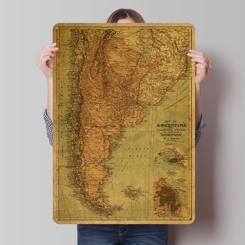 Vintage Map of Argentina Tin P - Custom Map Poster 评论和价格