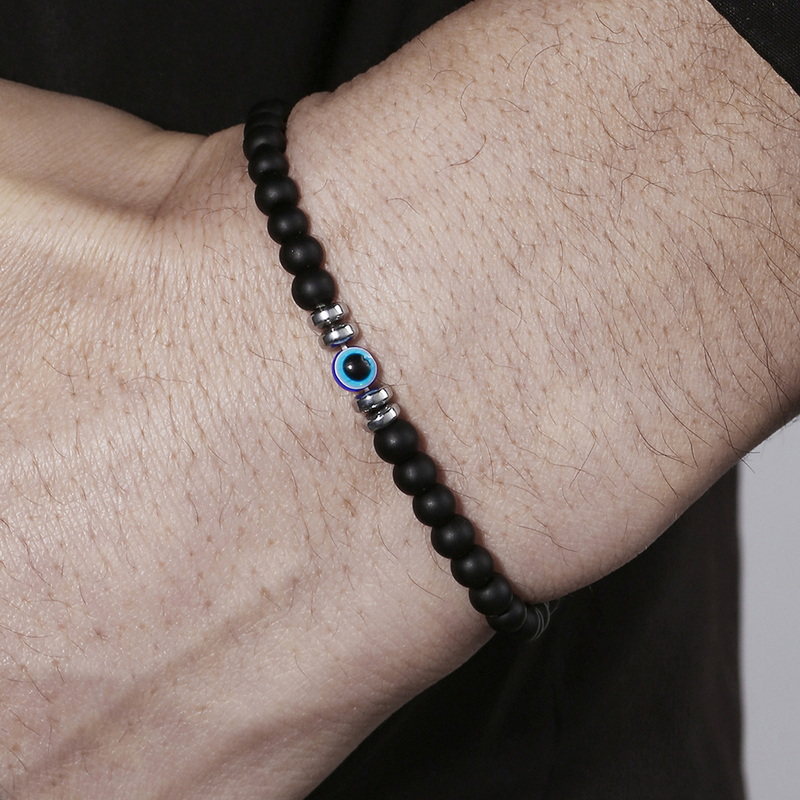 Trendy 4mm Obsidian Hematite N - Coordinates Bracelet 评论和价格