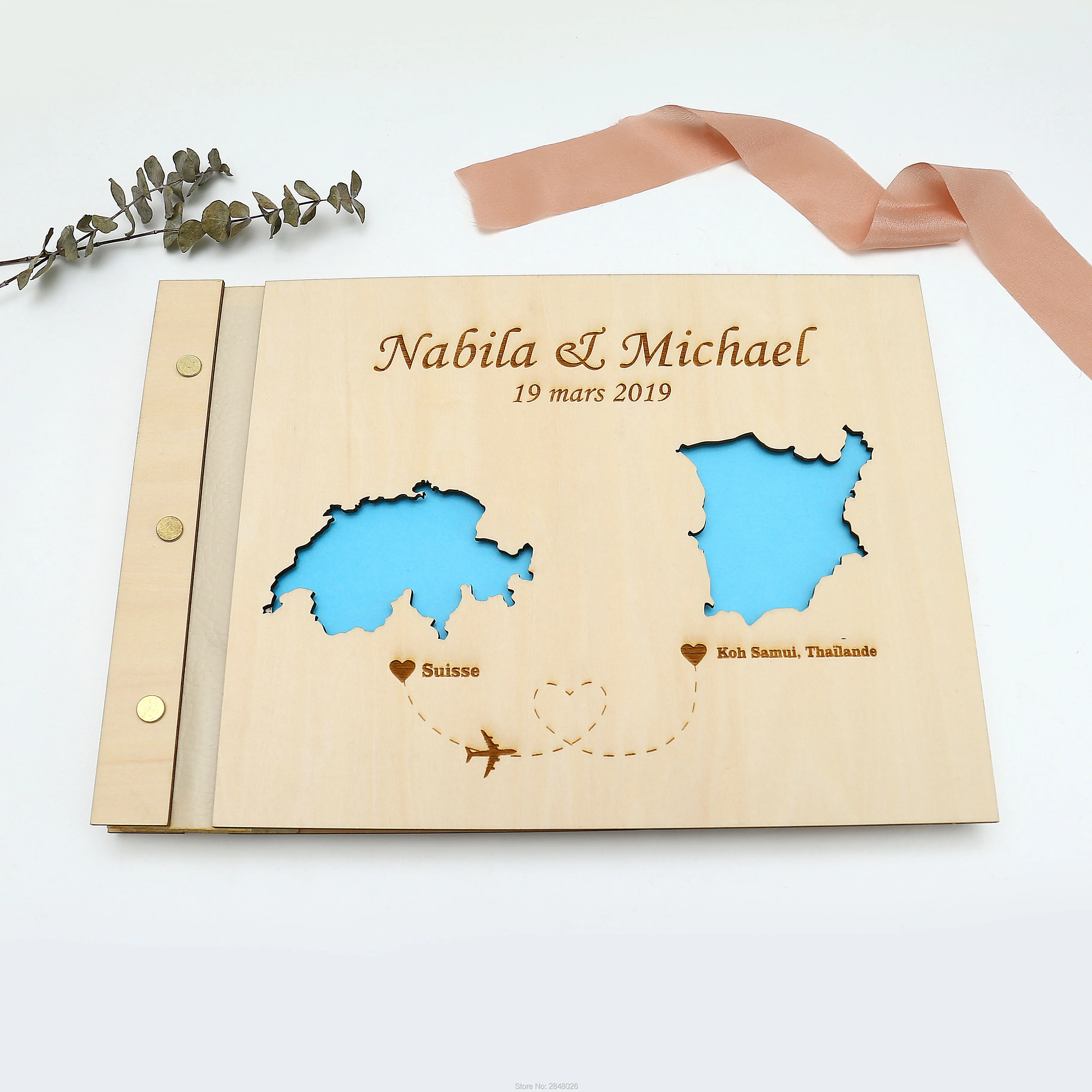 Rustic engraved wedding guestb - Custom Star Map 评论和价格