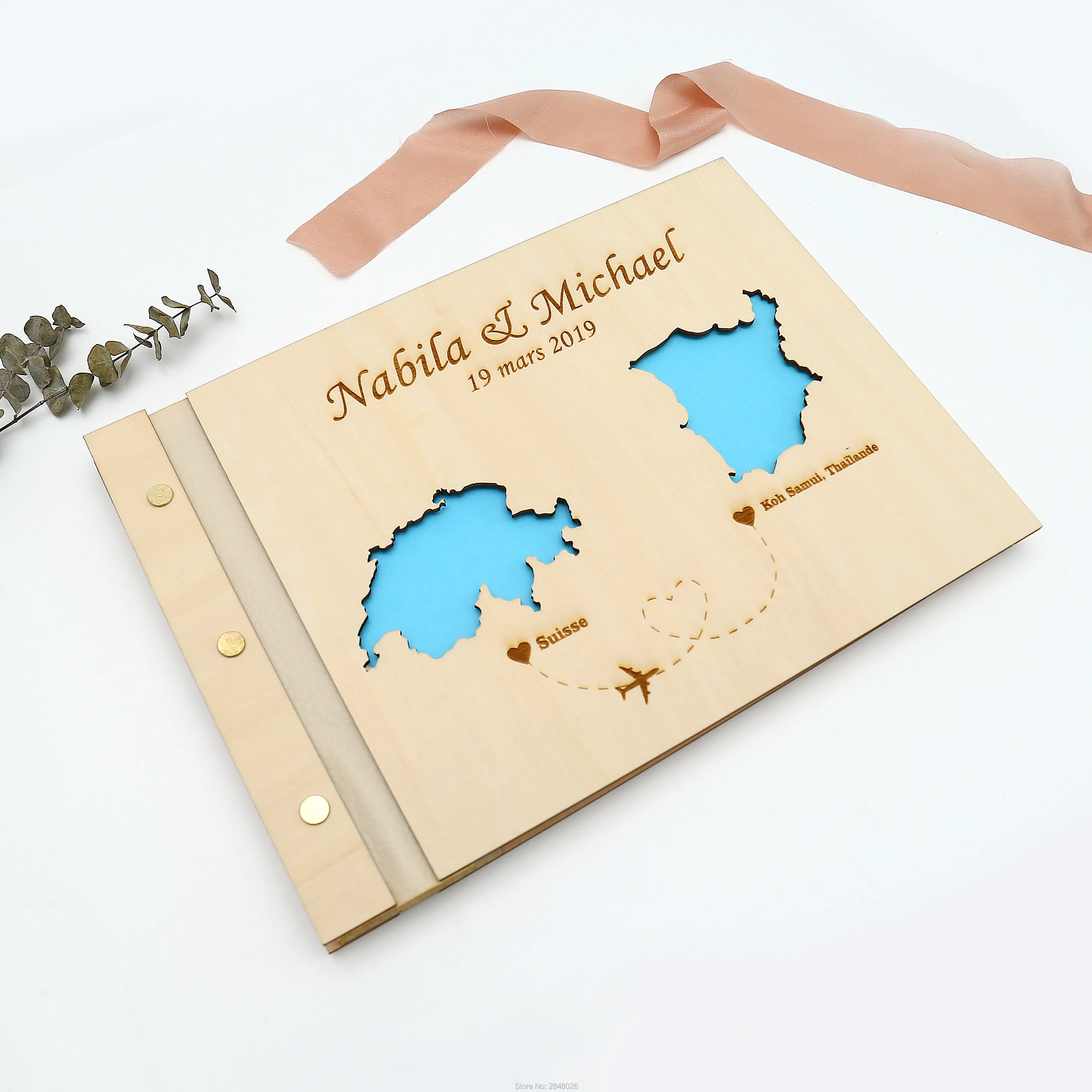 Rustic engraved wedding guestb - Custom Star Map 评论和价格