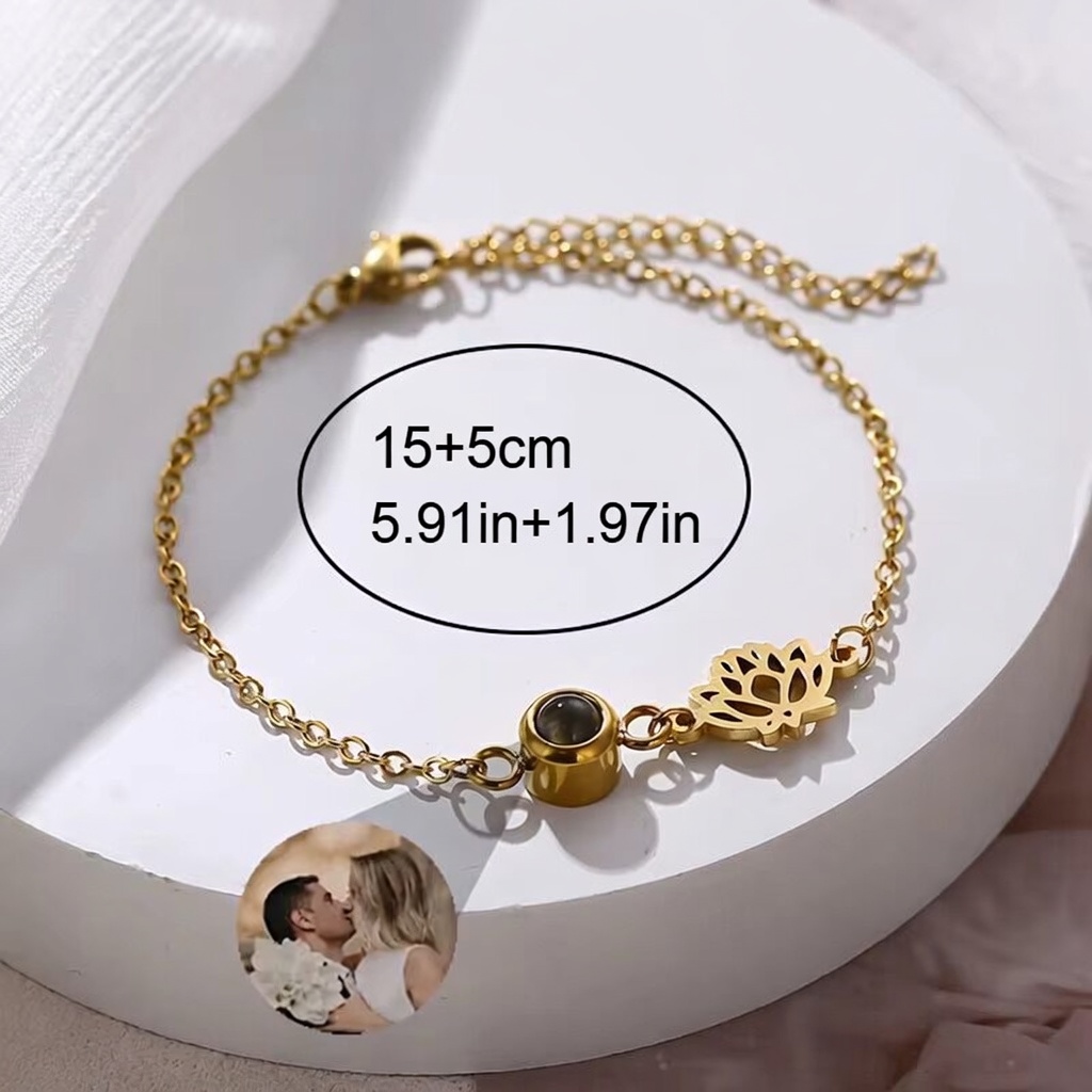 Custom Photo Bracelet Stainles - Birth Flower Necklace 评论和价格