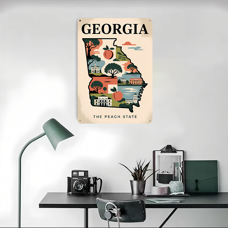 Georgia: The Peach State Illus - Custom Map Poster 评论和价格
