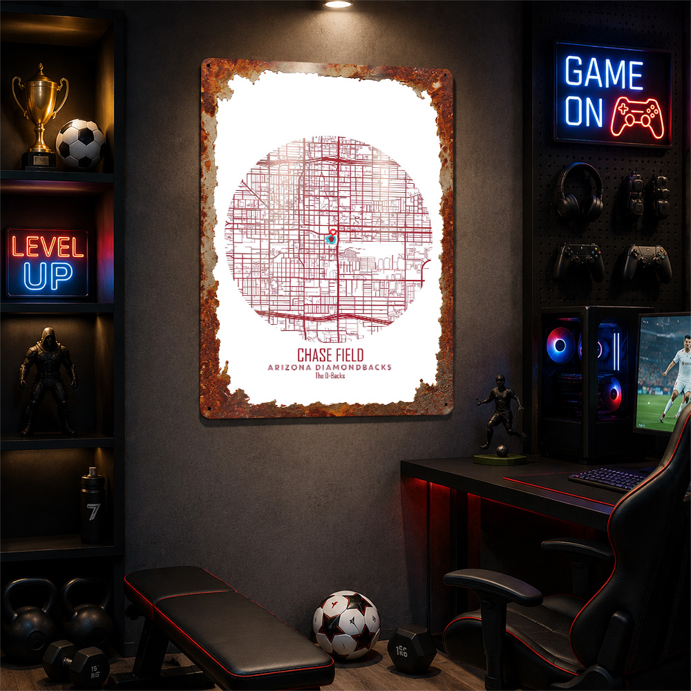 Chase Field Stadium Map Metal  - Custom Map Poster 评论和价格