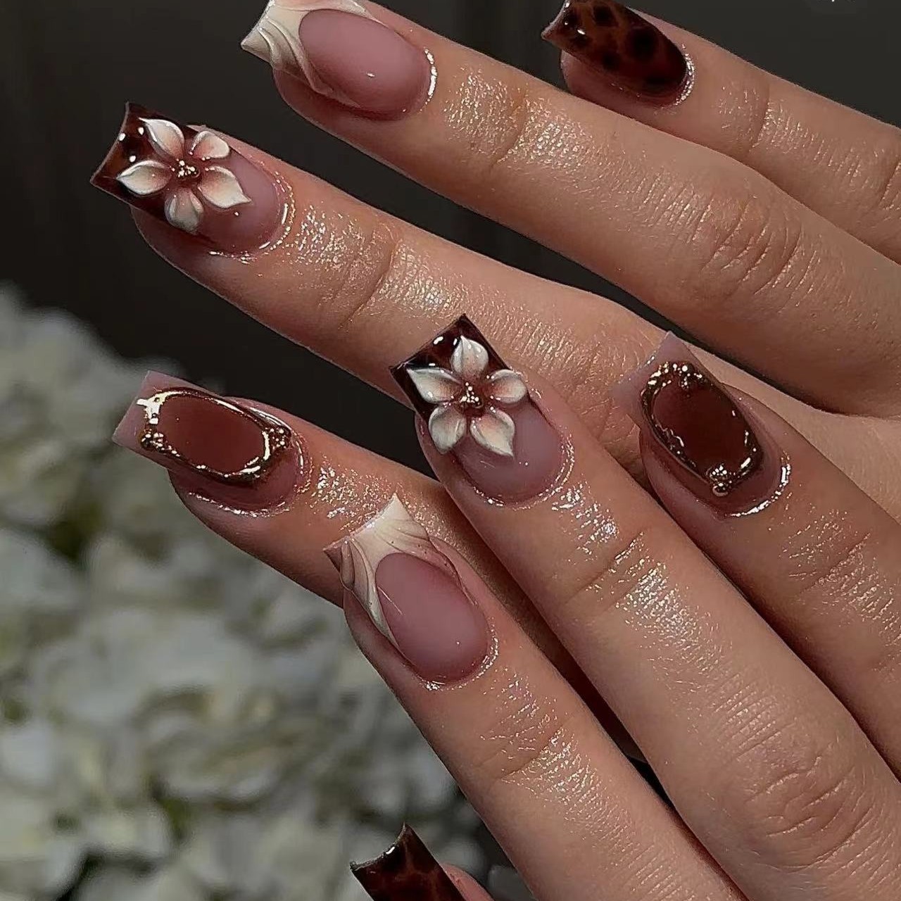 Short square fake nails for wo - Pressed Flower Art 评论和价格