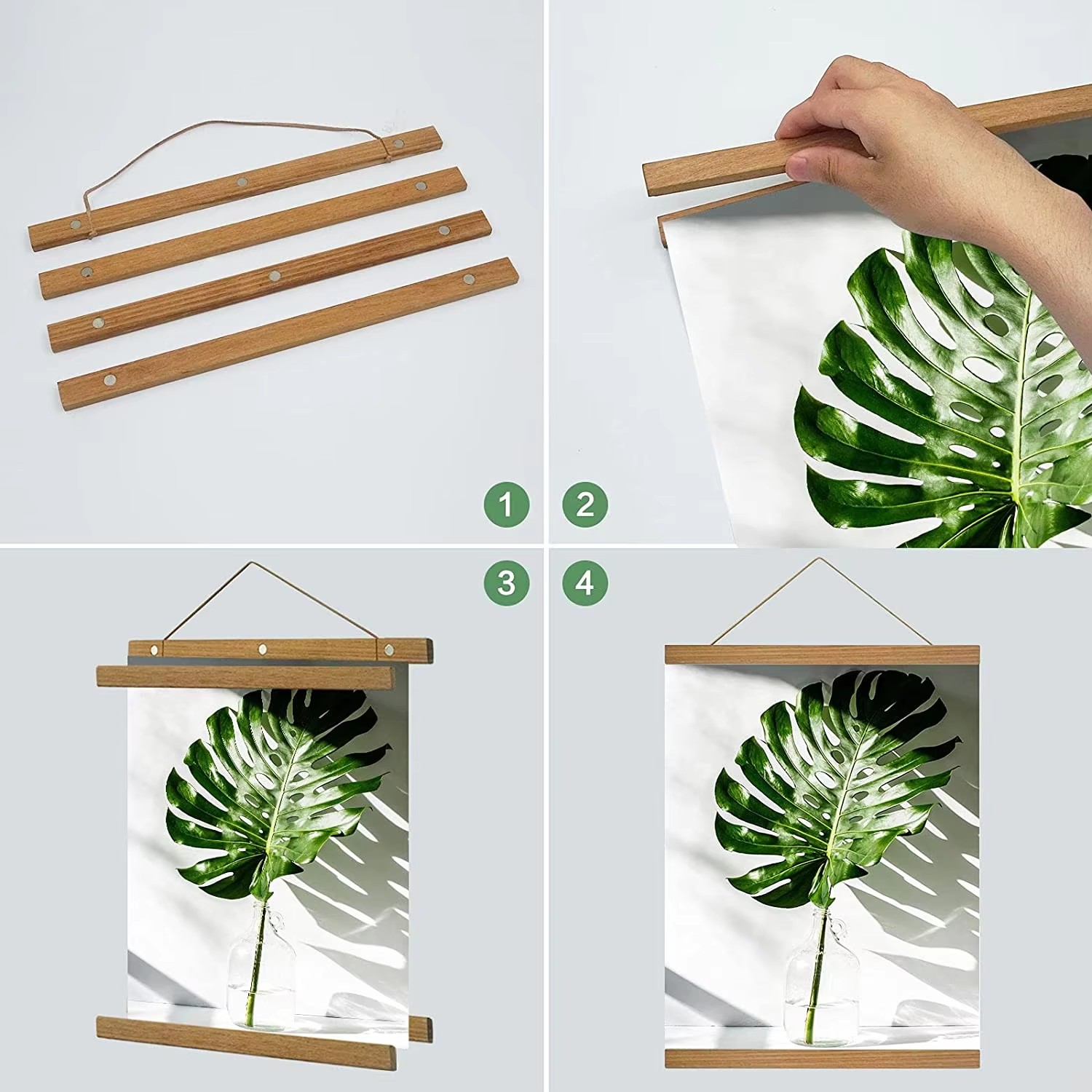 21-90cm Magnetic Wooden Pictur - Engraved Wood Frame 评论和价格