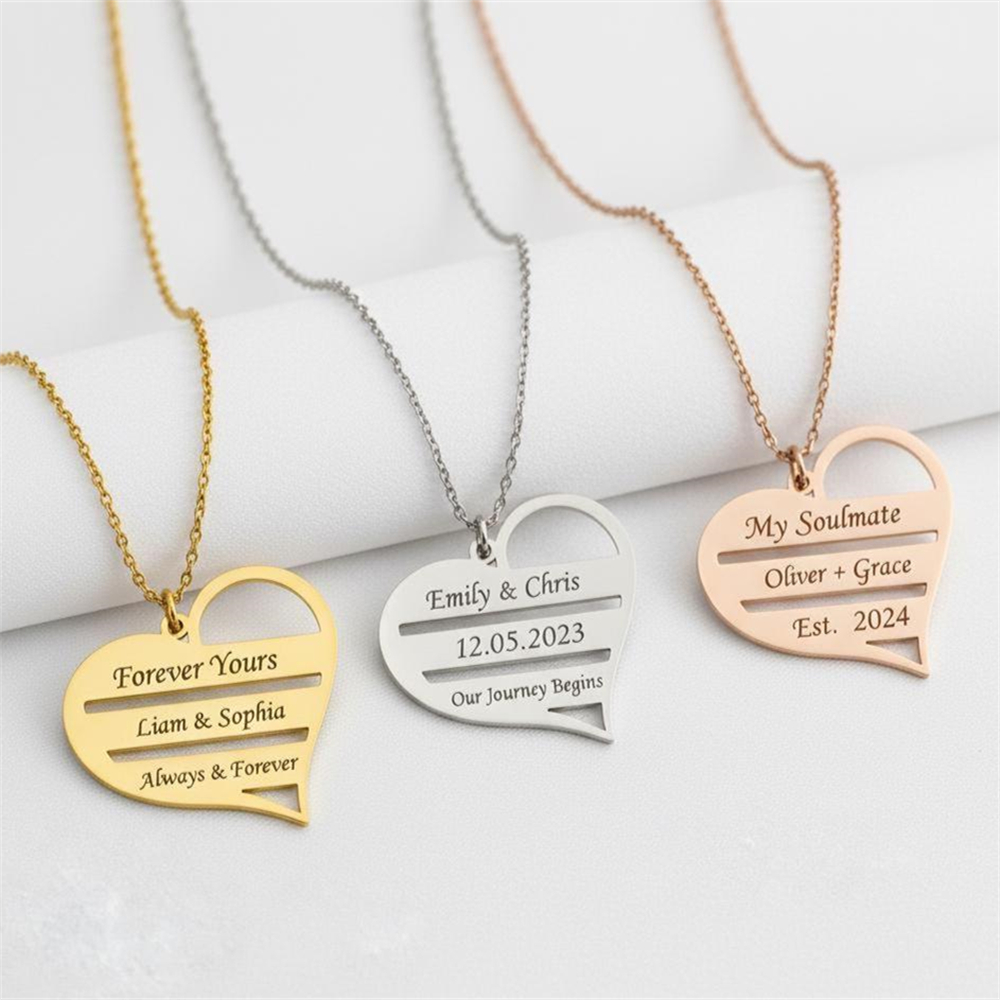 Custom Heart Necklace Stainles - Birth Flower Necklace 评论和价格