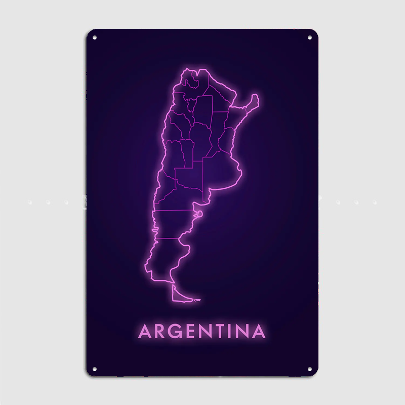 Argentina Neon Map Metal Sign  - Custom Map Poster 评论和价格